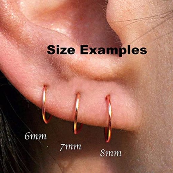 14K Rose Gold Filled Multi Size Open Piercing Hoops Cartilage Helix Tragus - Picture 6 of 7